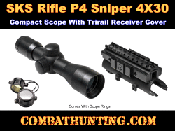 SKS Rifle 4X30 Scope With Tri Rail  Mount And Rings