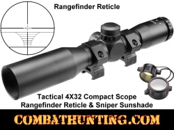Tactical 4X32 Compact Scope with Rangefinder Reticle & Sniper Sunshade