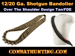 Shotgun Shell Bandolier 56 Rounds 12/20 Gauge FDE/Tan