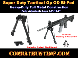 UTG Tactical OP Bipod, QD Lever Mount, Height 8.0-12.4"