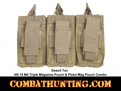 Tan AR-15 M4 Triple Magazine Pouch & Pistol Mag Pouch