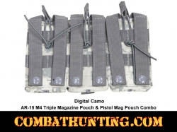 AR-15 M4 Triple Magazine Pouch & Pistol Mag Pouch Digital Camo