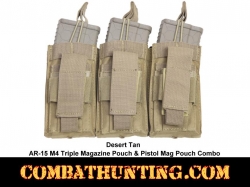 Tan AR-15 M4 Triple Magazine Pouch & Pistol Mag Pouch