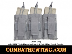 Urban Gray AR-15 M4 Triple Magazine Pouch & Pistol Mag Pouch