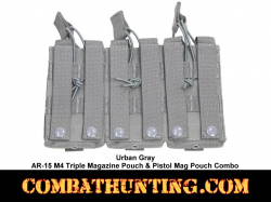Urban Gray AR-15 M4 Triple Magazine Pouch & Pistol Mag Pouch