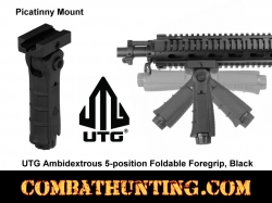UTG 5-position Foldable Vertical Foregrip, Ambidextrous, Black