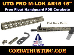 UTG PRO M-LOK AR15 15" Free Float Handguard FDE Cerakote