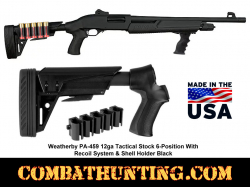 Weatherby PA-459 12ga Tactical Stock 6-Position Recoil System & Shell Holder Black