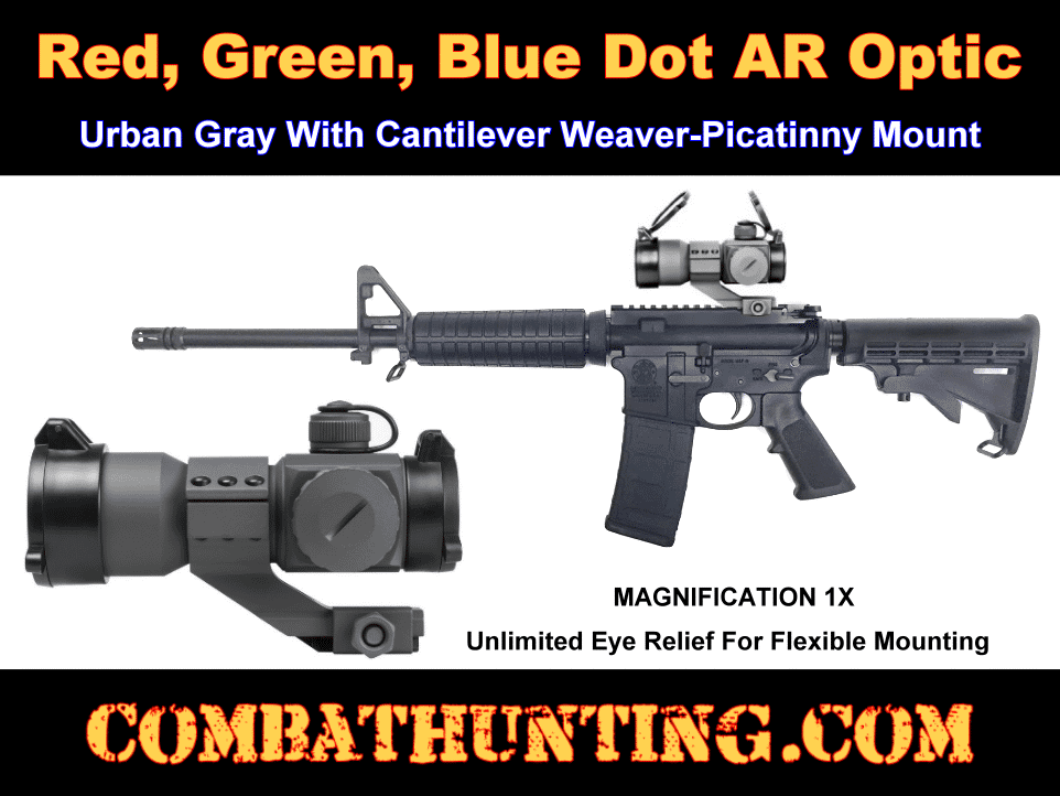 1x35mm Red Green Blue Dot Sight AR 15 Optic Urban Gray style=