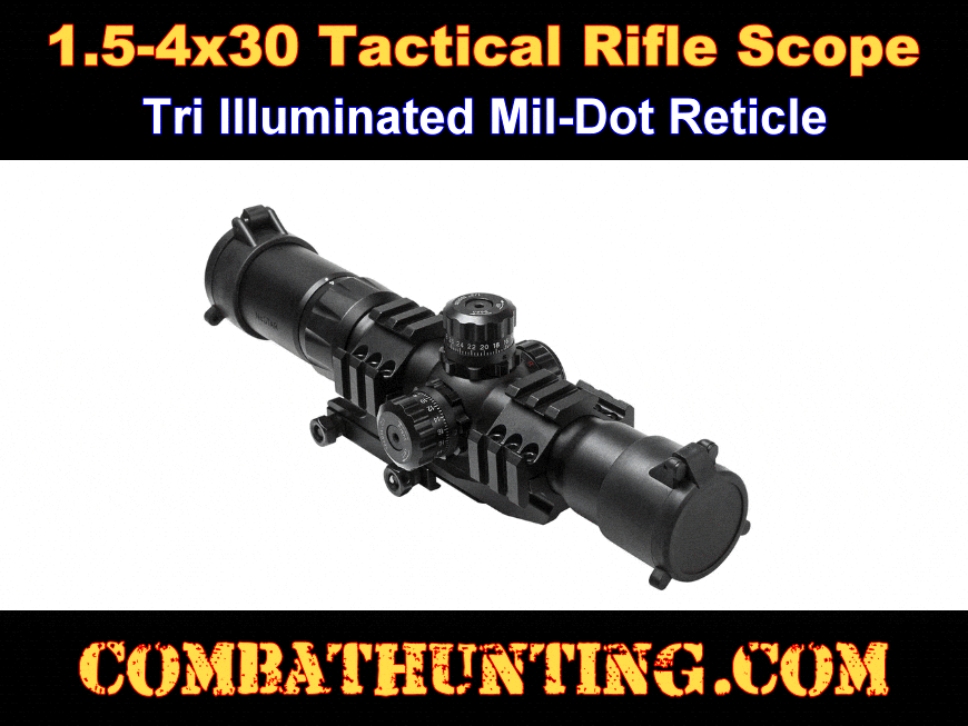 1.5-4x30 Tactical Rifle Scope Tri Illuminated Mil-Dot style=