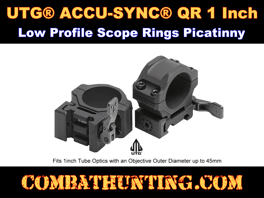 1 Inch Scope Rings For Picatinny Rail UTG® QR Low-Profile style=