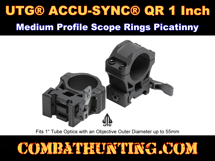 1 Inch Scope Rings For Picatinny Rail UTG® QR Medium Profile style=