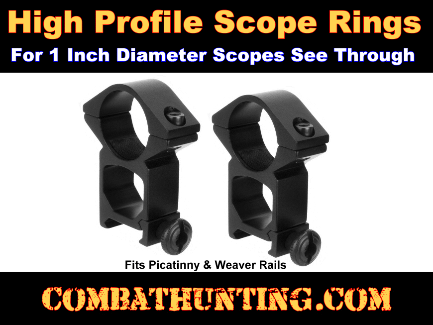 High Profile Scope Rings 1 Inch See Through Weaver Picatinny style=