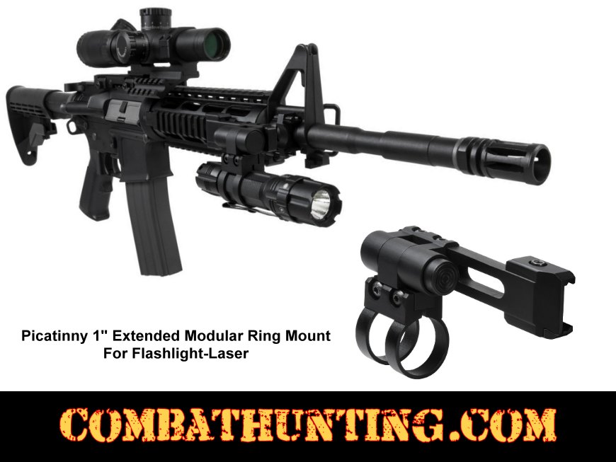 thumbnail image 2 of 1 Inch Offset Quick Release Picatinny Scope Mount Rings - For Flashlight Or Laser 2 of 4