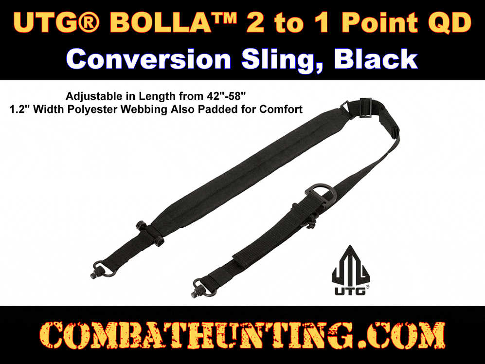 UTG® BOLLA™ 2 to 1 Point QD Conversion Sling Black style=