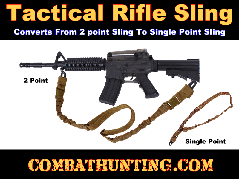 Single Point Tactical Bungee Sling Quick Release Clasp Coyote Tan Rifle Sling 