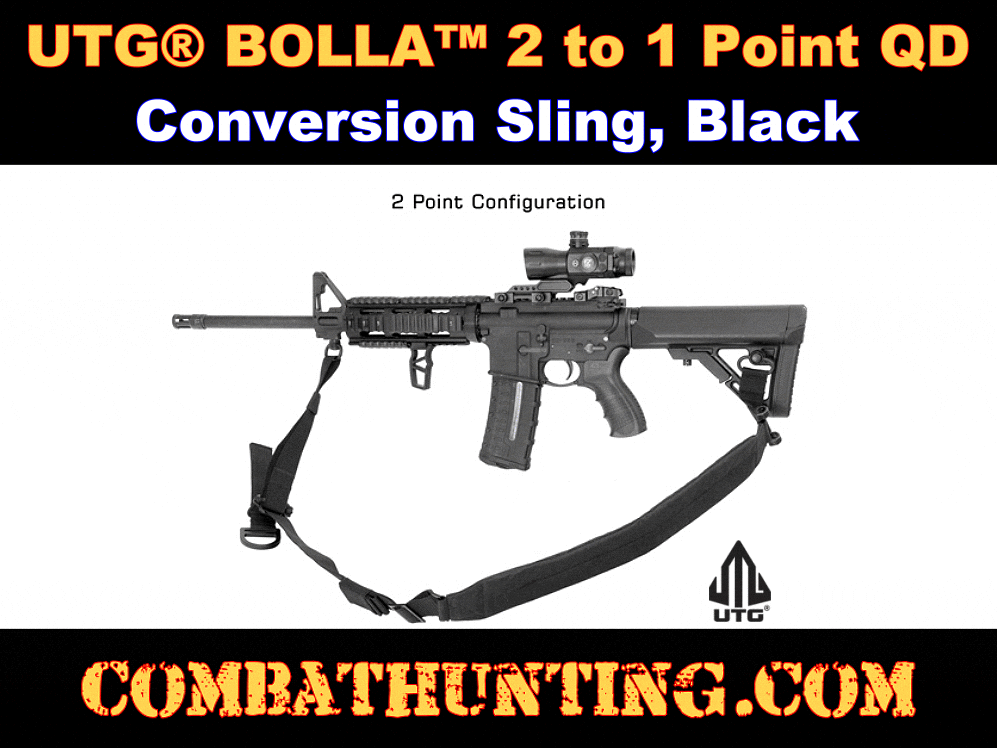 UTG® BOLLA™ 2 to 1 Point QD Conversion Sling Black style=