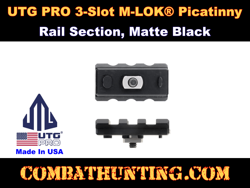 UTG PRO 3-Slot M-LOK® Picatinny Rail Section Matte Black style=