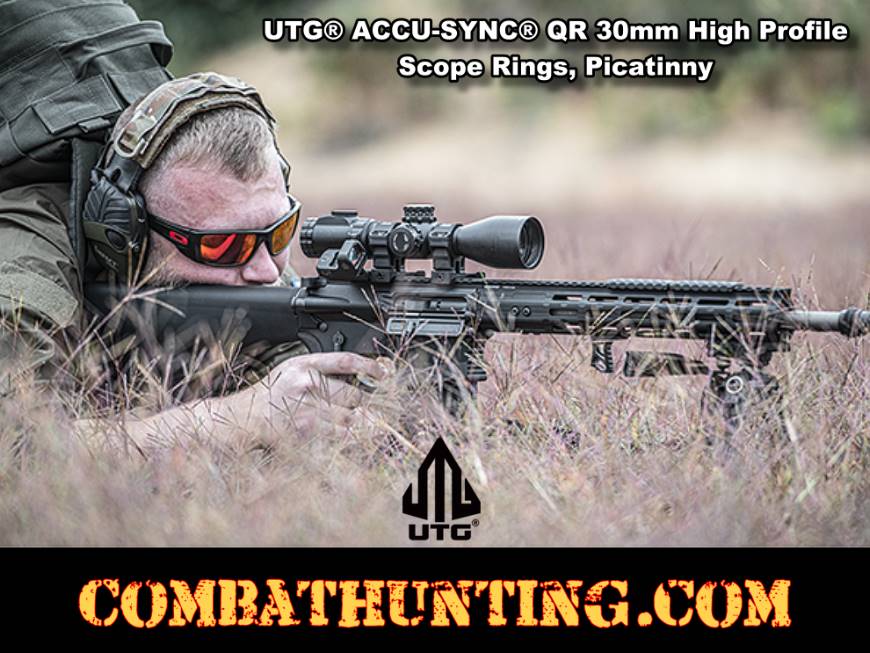 UTG ACCU-SYNC QR 30mm High Profile Scope Rings Picatinny style=