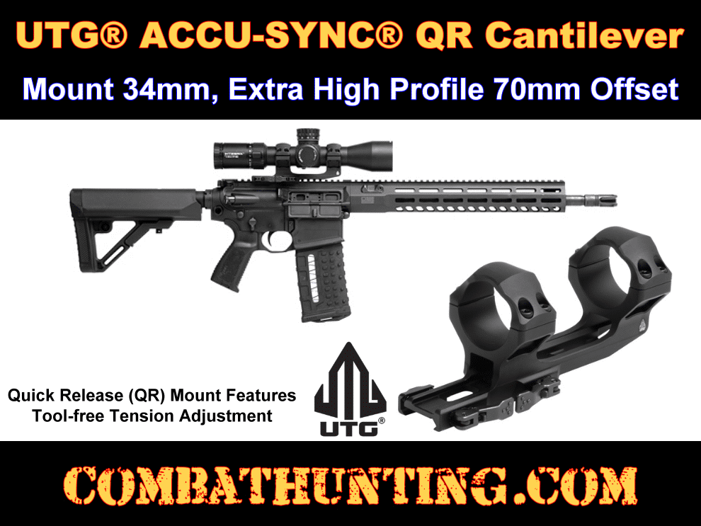UTG ACCU-SYNC QR Cantilever Mount 34mm X-High Profile 70mm Offset style=