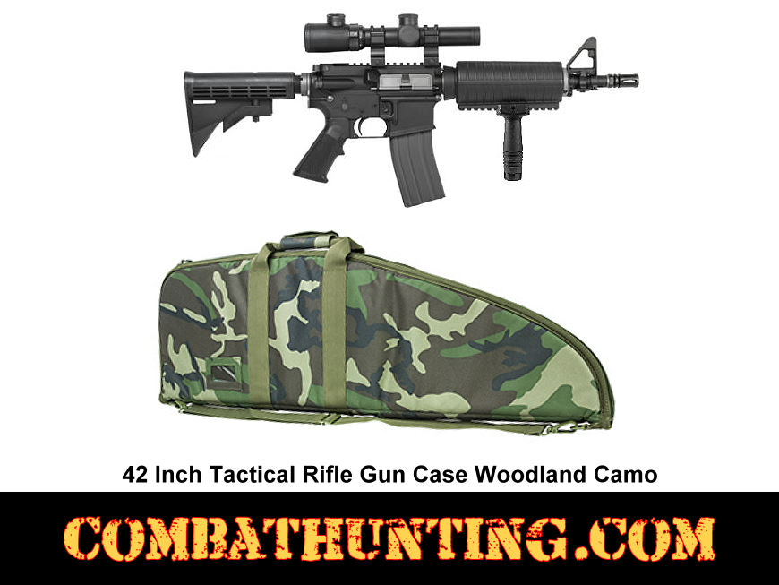 42 Inch Rifle Gun Case Woodland Camo style=