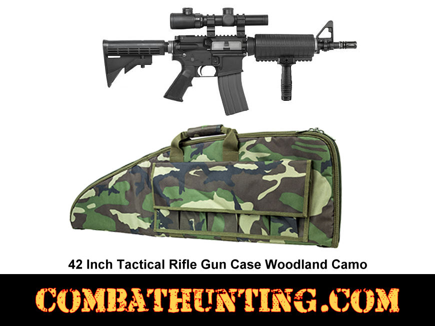 42 Inch Rifle Gun Case Woodland Camo style=