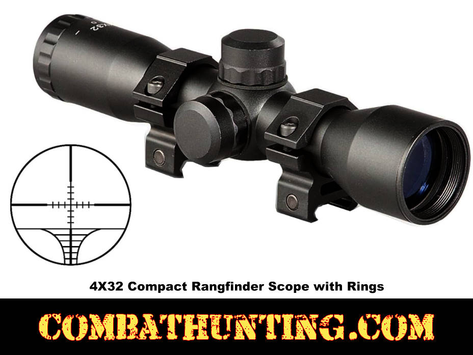 Sniper 4X32 Compact Rangefinder Scope For 223/308/1022/Crossbow - With Rings