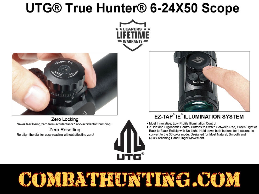 UTG 6-24X50Hunter Scope AO Illuminated Mil Dot SCP-U6245AOIEW