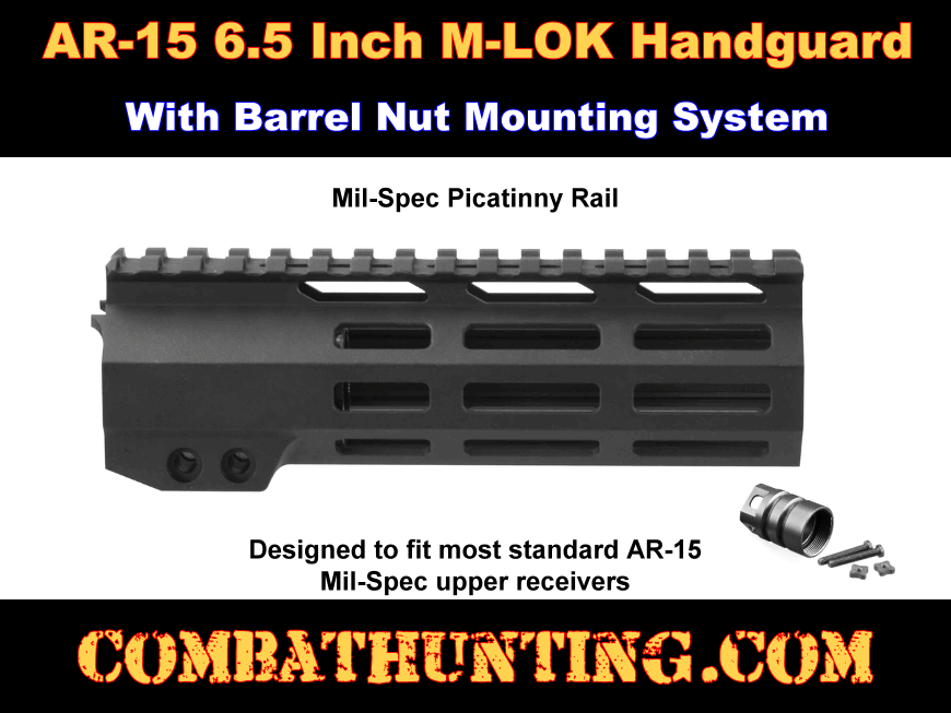 AR-15 Pistol Free Float Handguard With Barrel Nut M-LOK Rail 6.5