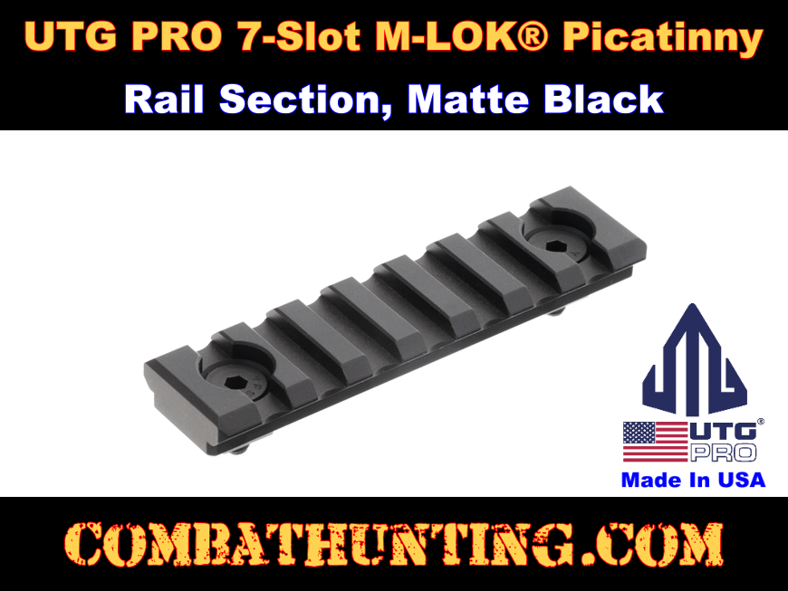 UTG PRO 7-Slot M-LOK® Picatinny Rail Section Matte Black style=