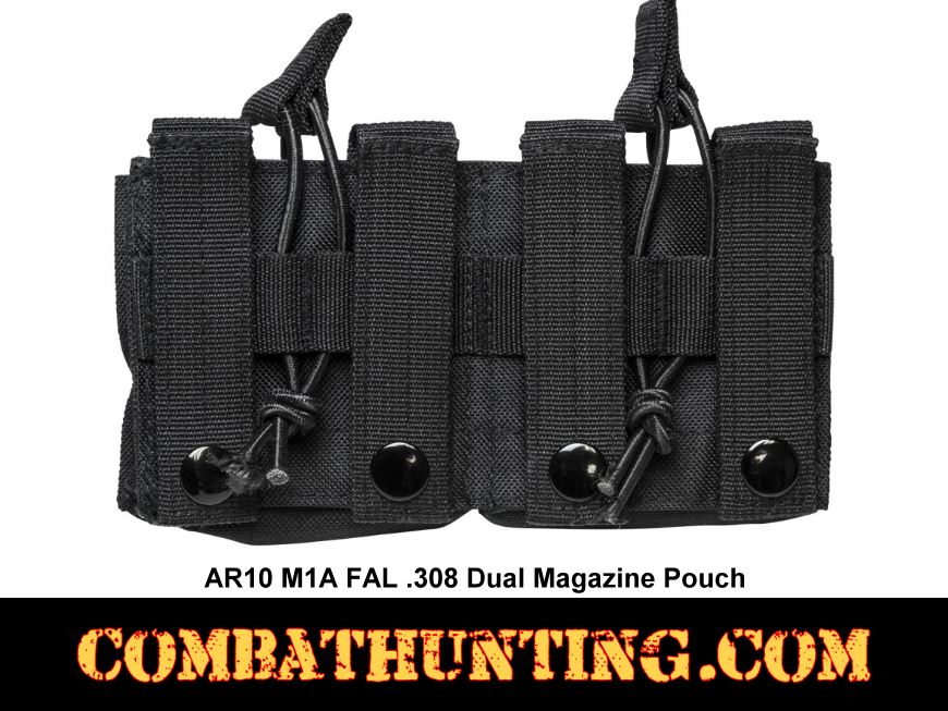 AR10, M1A, FAL .308 Dual Magazine Pouch MOLLE Black style=