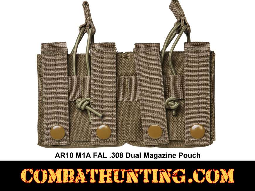 AR10, M1A, FAL .308 Dual Magazine Pouch MOLLE Tan/FDE style=