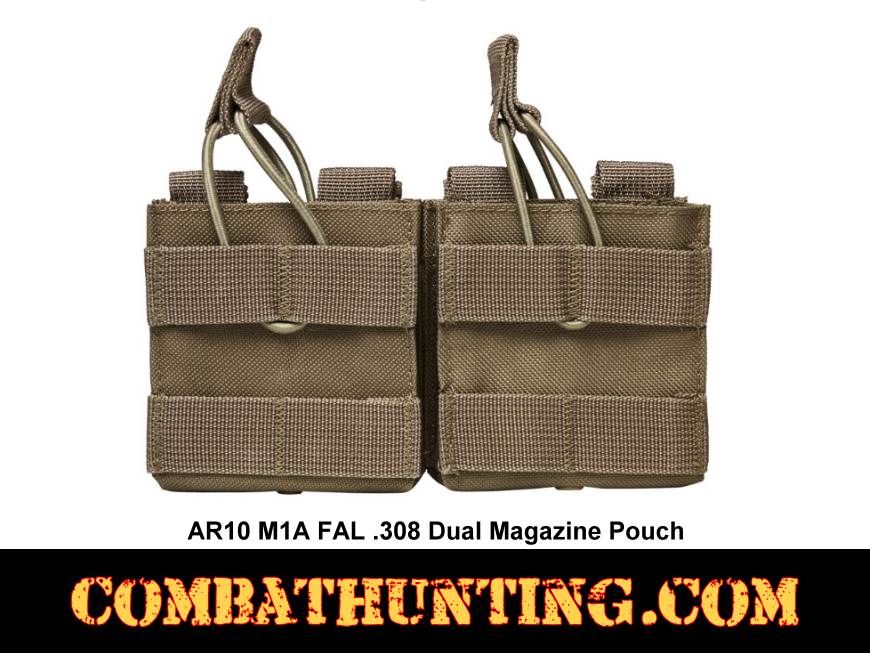 AR10, M1A, FAL .308 Dual Magazine Pouch MOLLE Tan/FDE style=