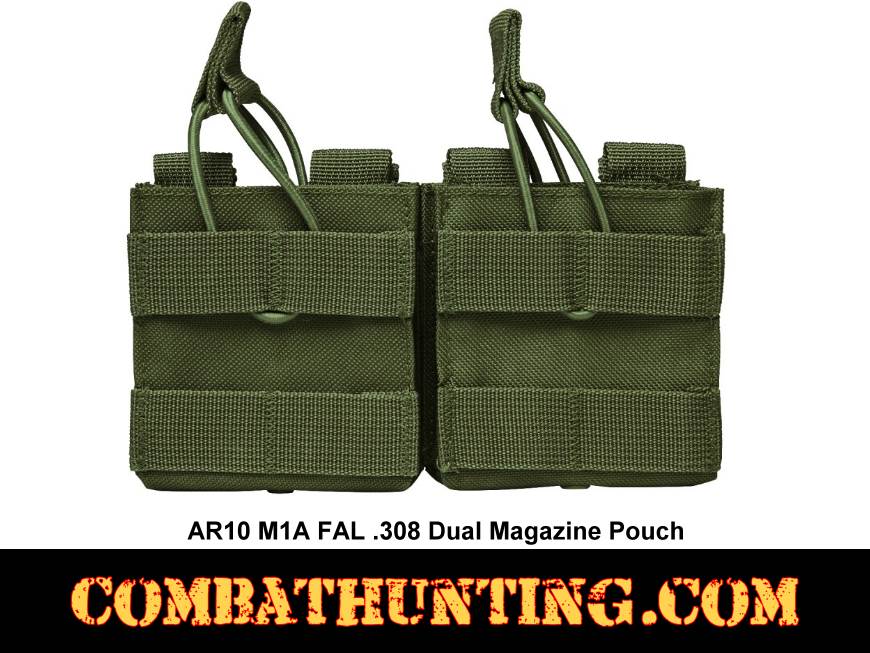 AR10, M1A, FAL .308 Dual Magazine Pouch MOLLE Green style=
