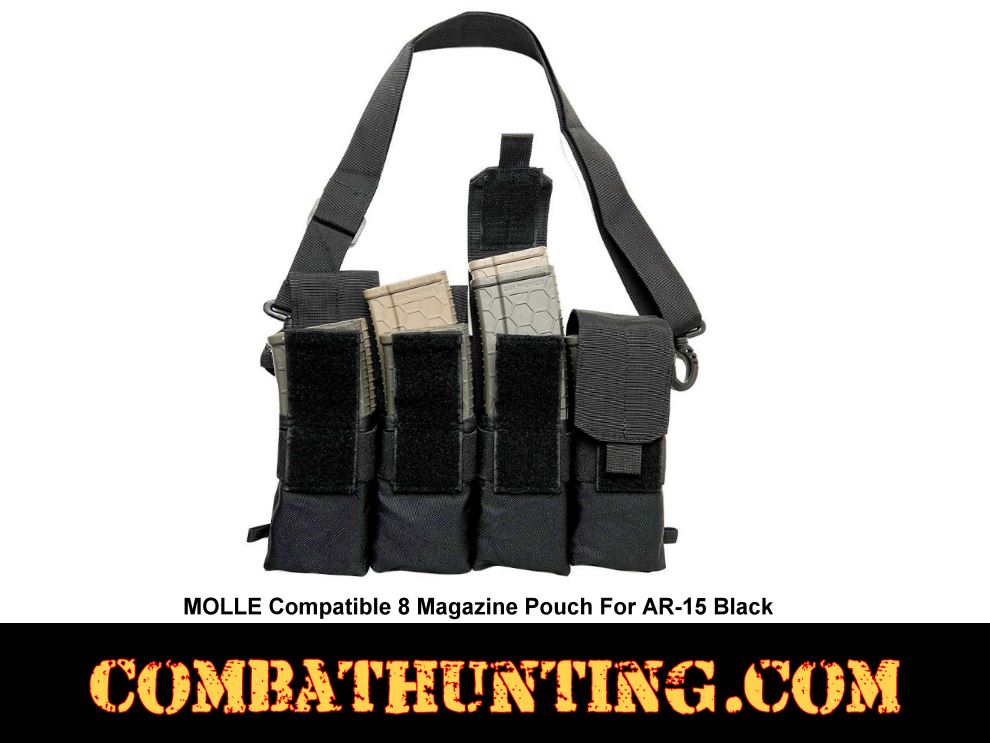 8 Magazine Pouch For AR-15 and AK-47 Rifle Black style=