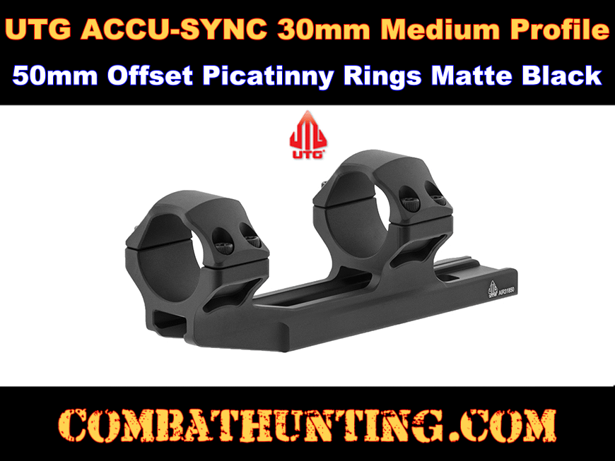 UTG ACCU-SYNC 30mm Medium Profile 50mm Offset Picatinny Rings style=
