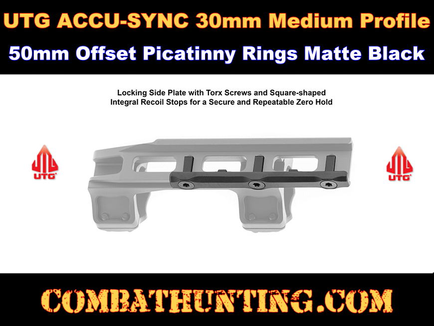 UTG ACCU-SYNC 30mm Medium Profile 50mm Offset Picatinny Rings style=