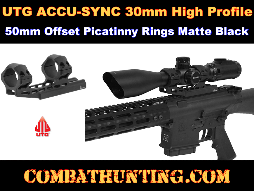 UTG ACCU-SYNC 30mm High Pro. 50mm Offset Picatinny Rings style=
