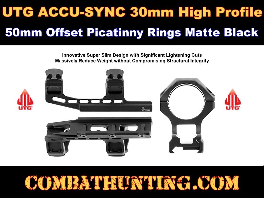 AIR32250 UTG ACCU-SYNC 30mm High Pro. 50mm Offset Picatinny Rings ...