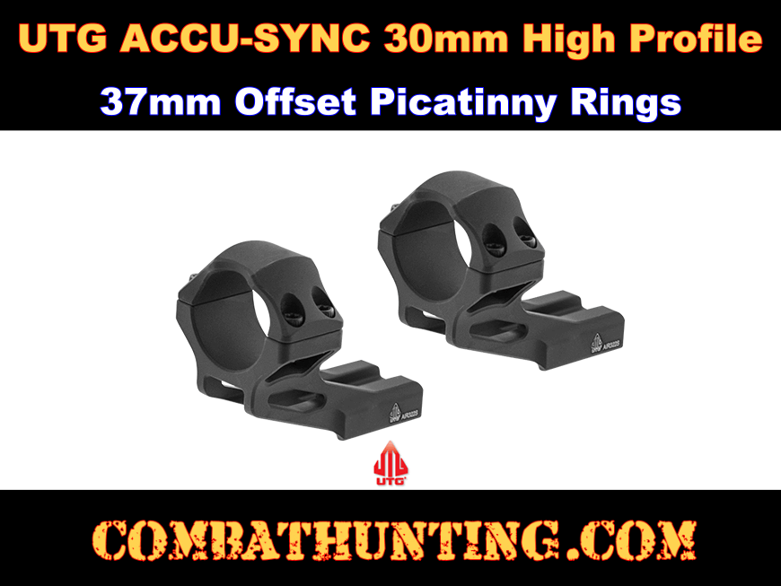 UTG ACCU-SYNC 30mm High Profile 37mm Offset Picatinny Rings Black style=