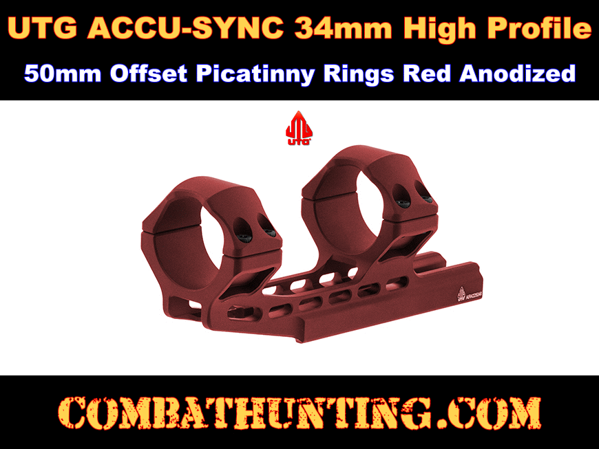 UTG ACCU-SYNC 34mm High Pro Red Rings 37mm Offset Pic 