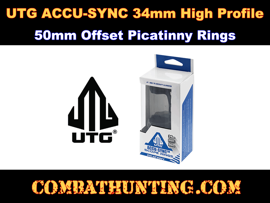 UTG ACCU-SYNC 34mm High Profile 50mm Offset Picatinny Rings style=