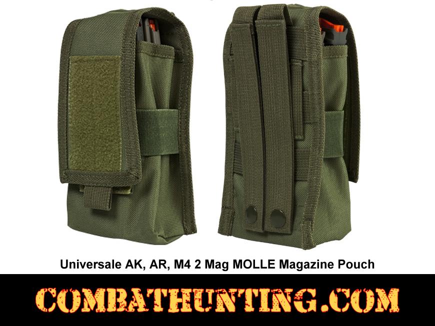 AK, AR, M4 2 Mag MOLLE Magazine Pouch Green style=