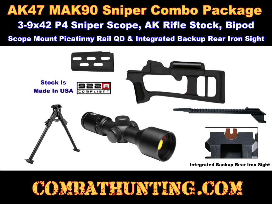 Mak 90 Ak47 Dragunov Stock With Sniper Combo Kit Scope Package style=