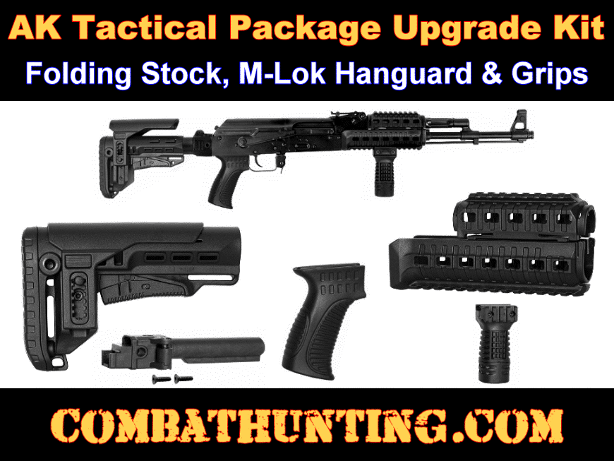 AK-47 Tactical Package Upgrade Kit Folding Stock M-lok Hand Guard & Grips style=
