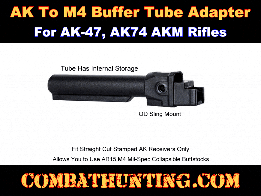 AK To M4 Buffer Tube Adapter Mil-Spec Non Folding Black style=