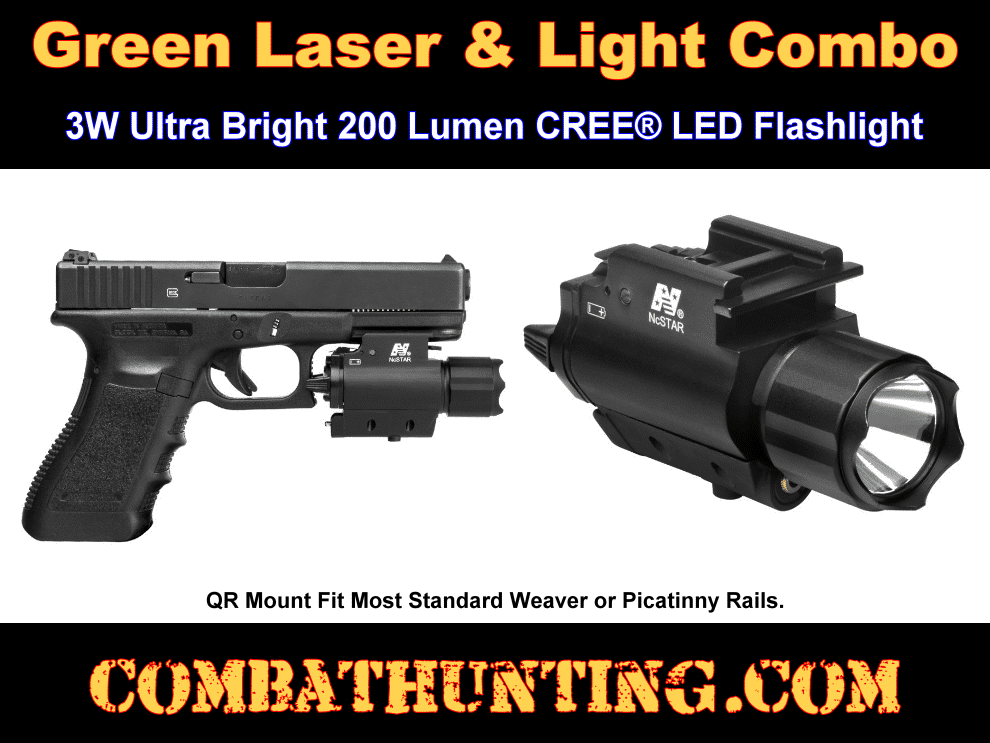 Combo Red/Green Laser Sight Tactical LED Light Flashlight With Quick Release 