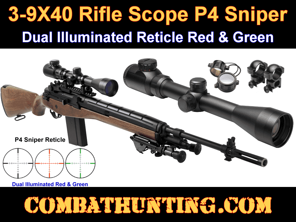 Ncstar Illuminated 3-9X40 Rifle Scope P4 Sniper Reticle style=