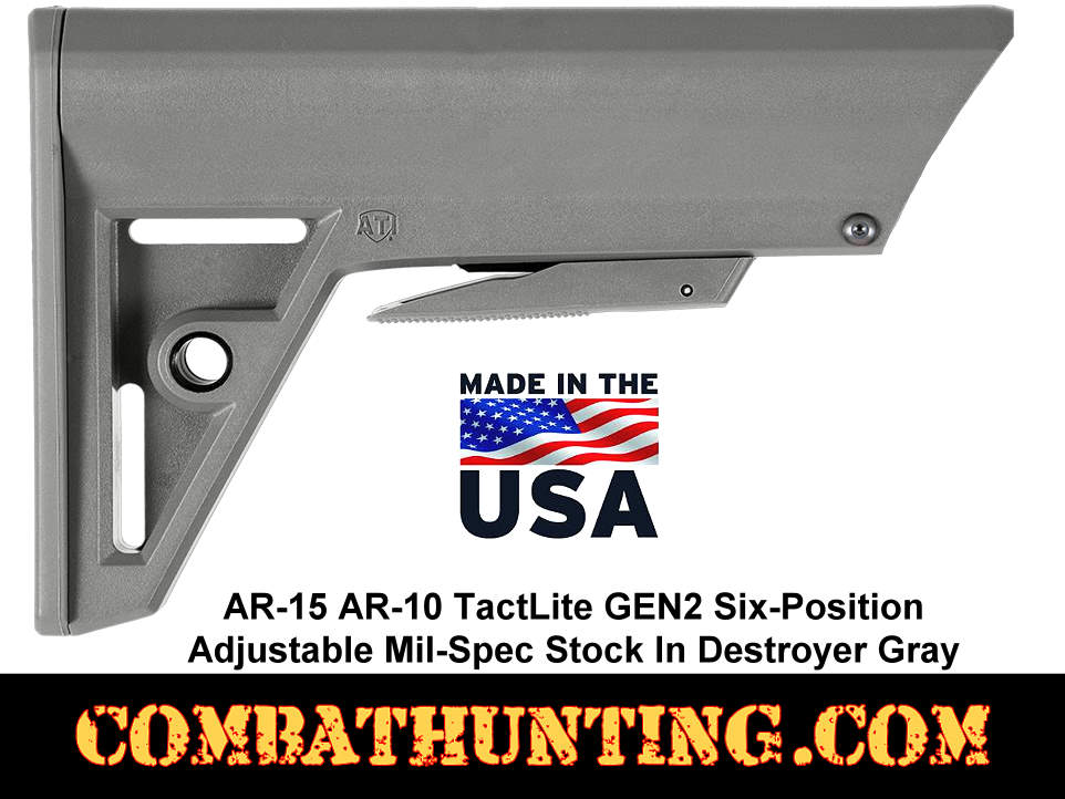 AR-15 AR-10 TactLite GEN2 Six-Position Adjustable Mil-Spec Stock Destroyer Gray style=