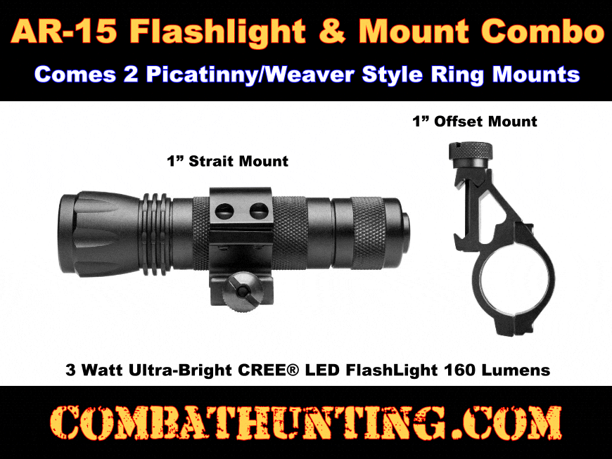 Tactical Flashlight With Picatinny Offset Rail Mount style=